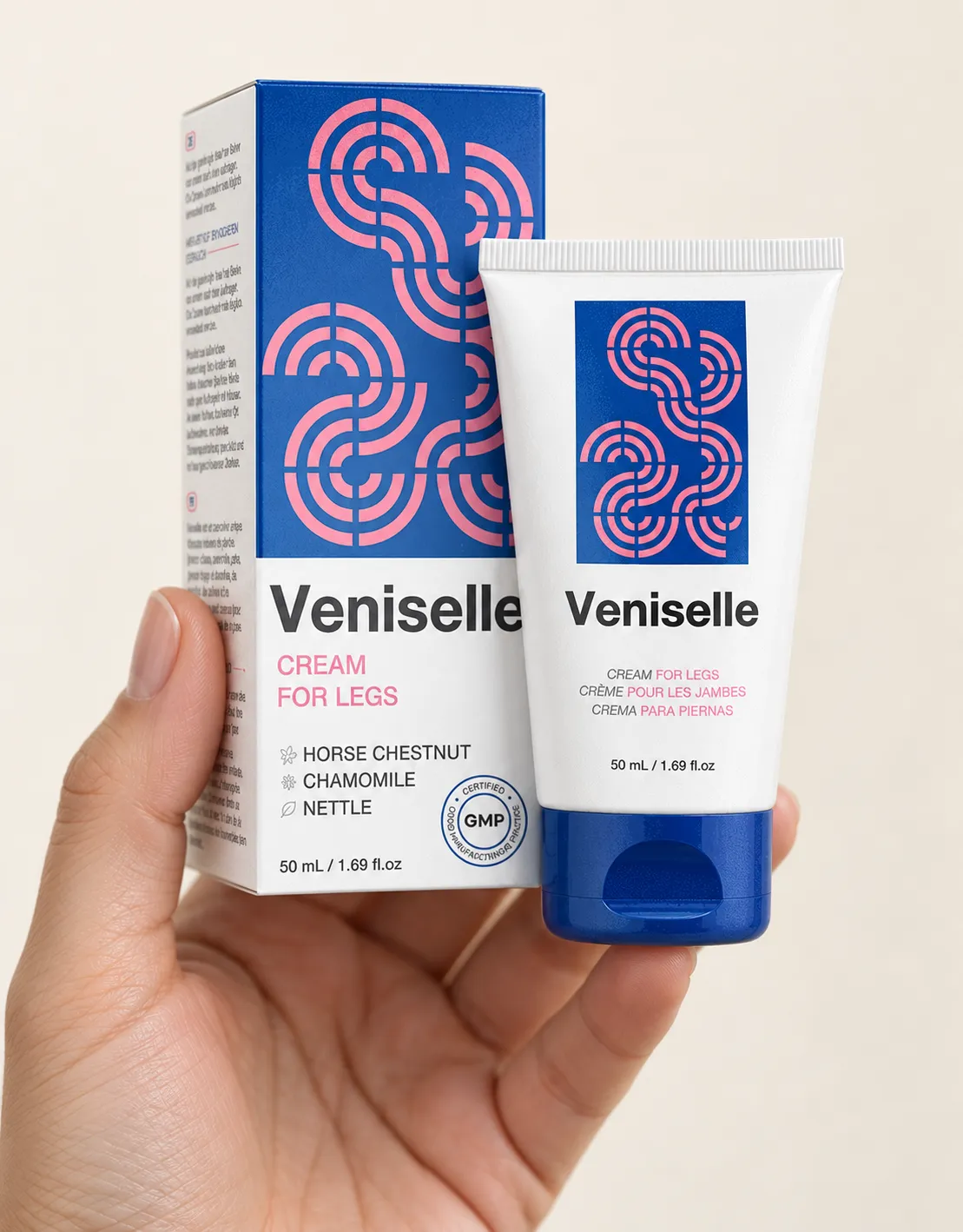 Veniselle — the package held in a hand