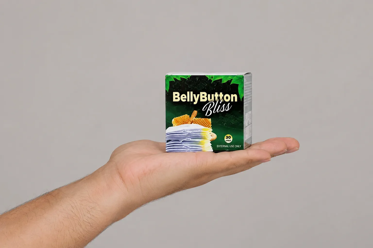 Belly Button Bliss — the package held in a hand