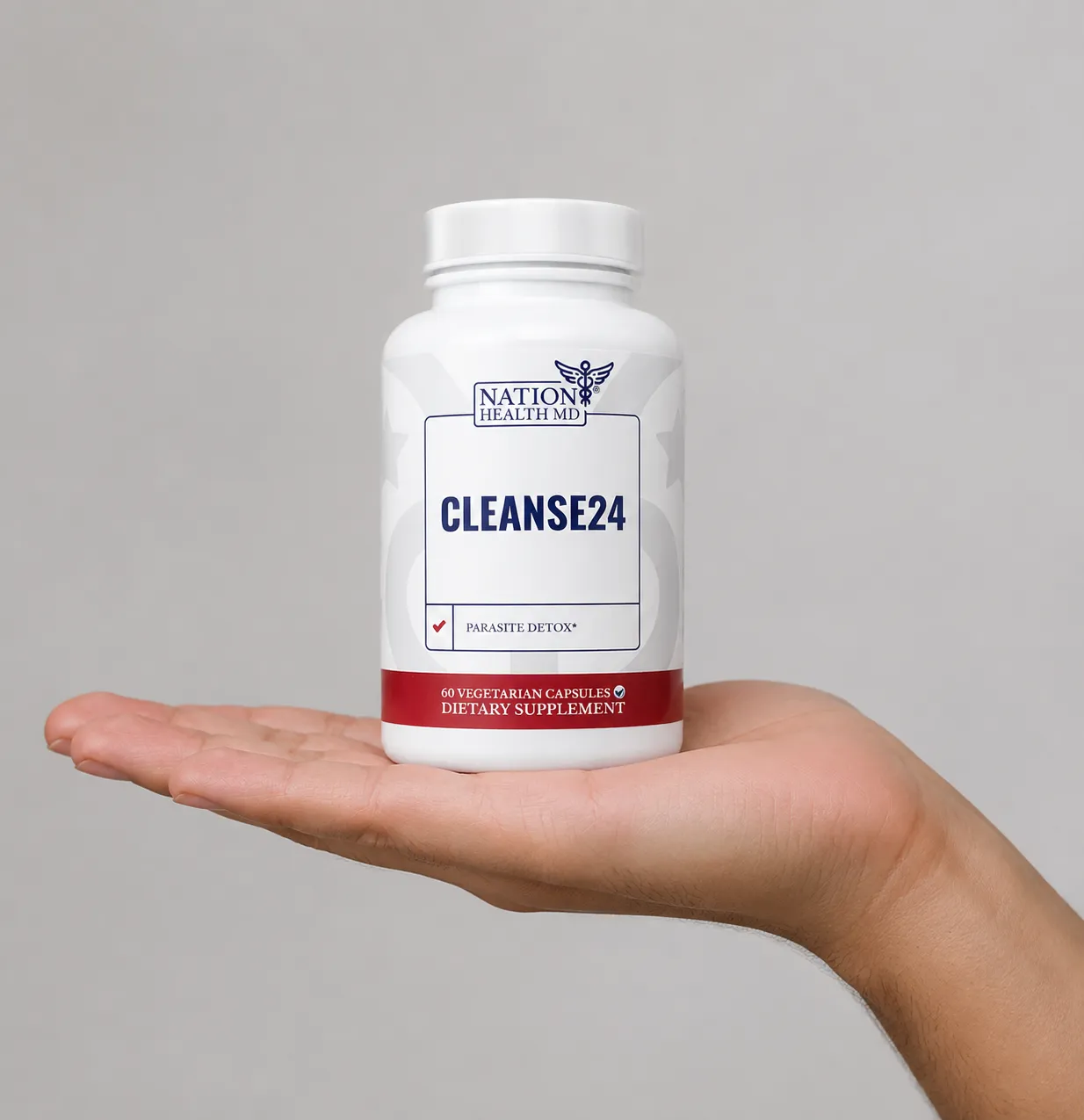 Cleanse 24 — the package held in a hand