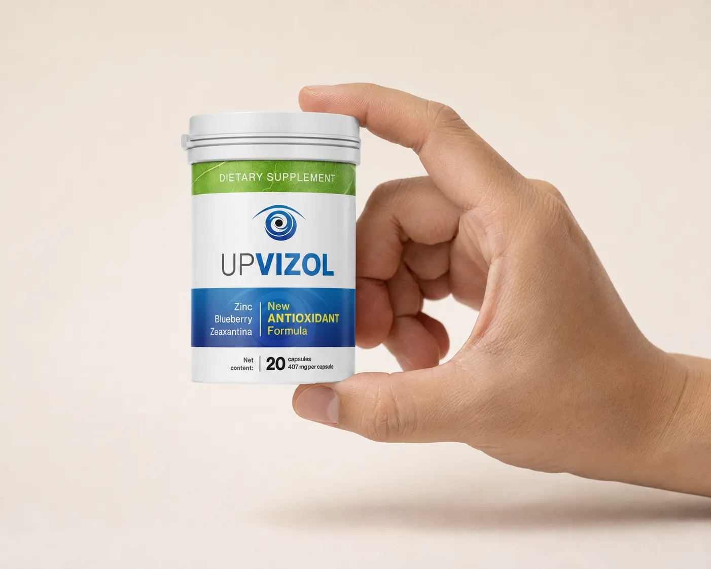 UpVizol — the package held in a hand