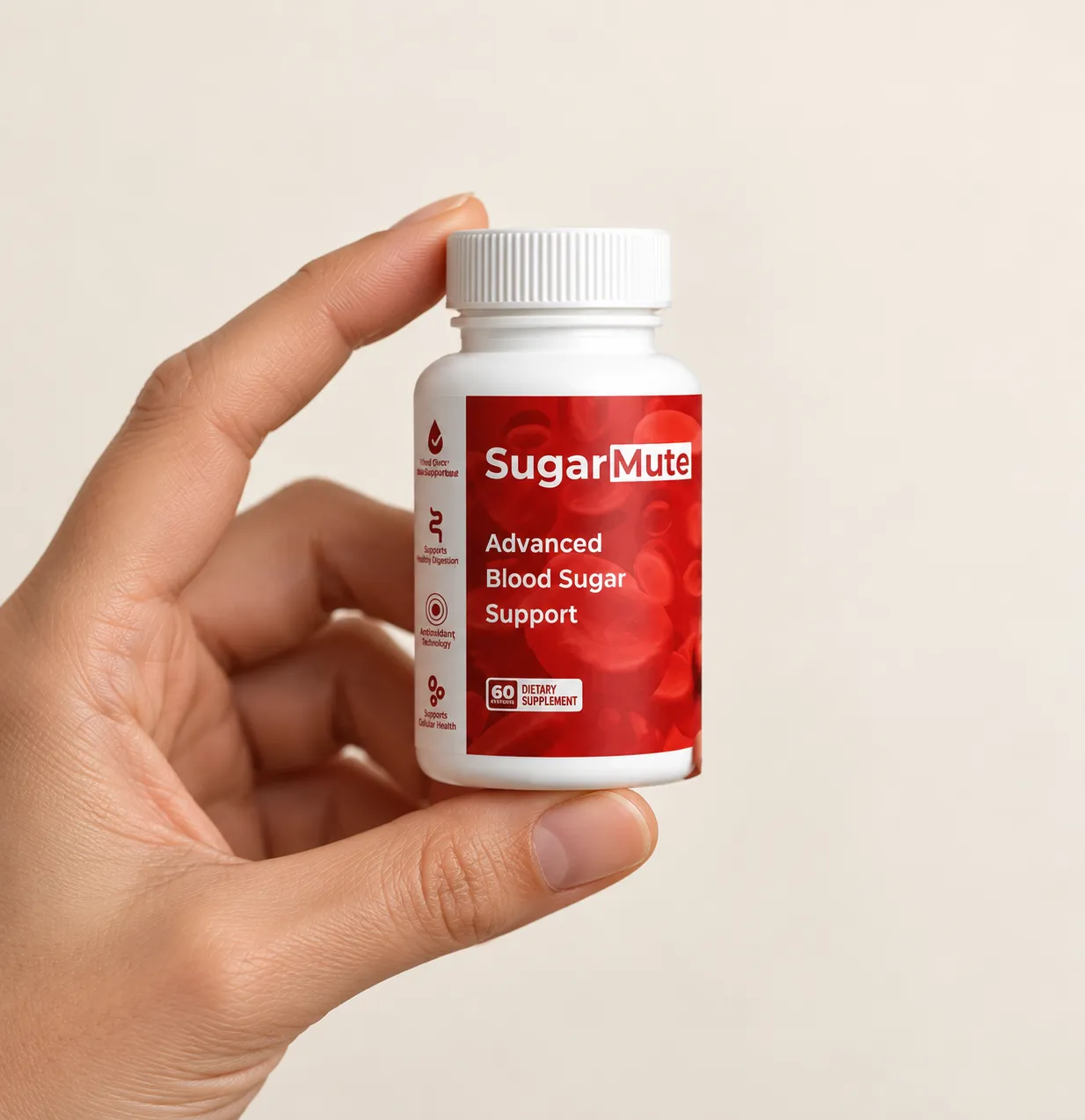 SugarMute — the package held in a hand