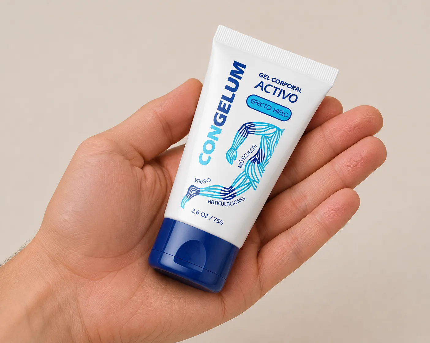 Congelum — the package held in a hand