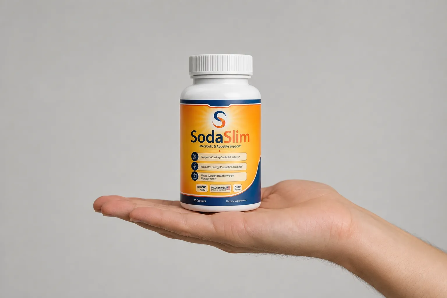 SodaSlim — the package held in a hand