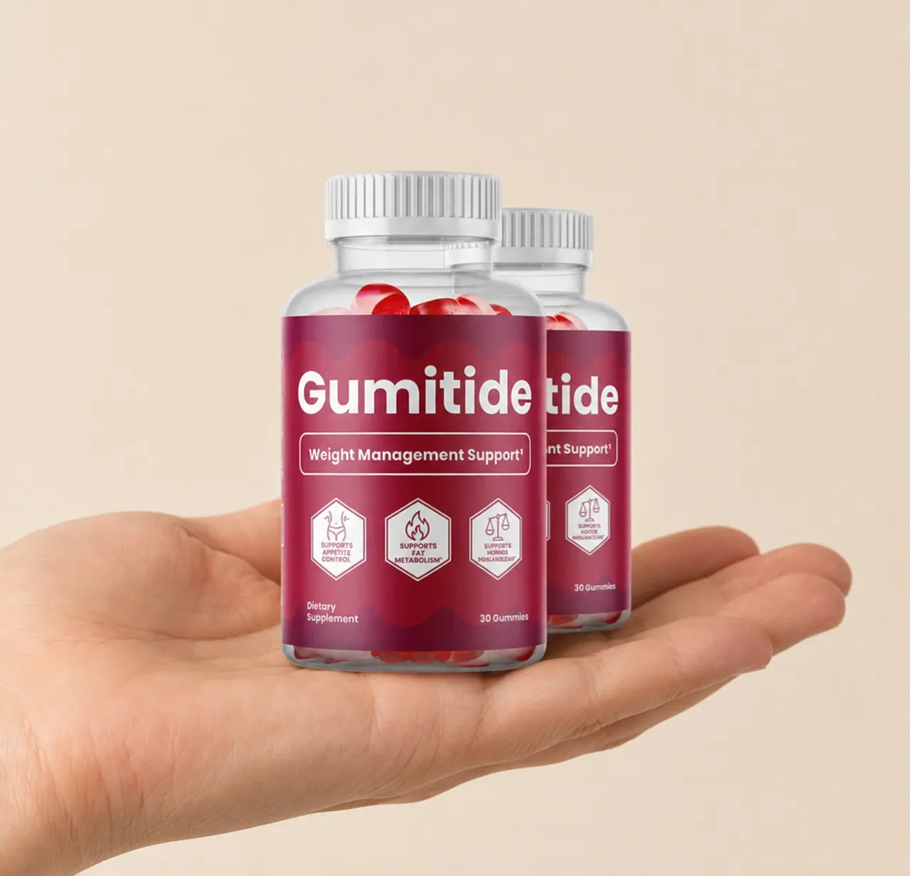 Gumitide — the package held in a hand