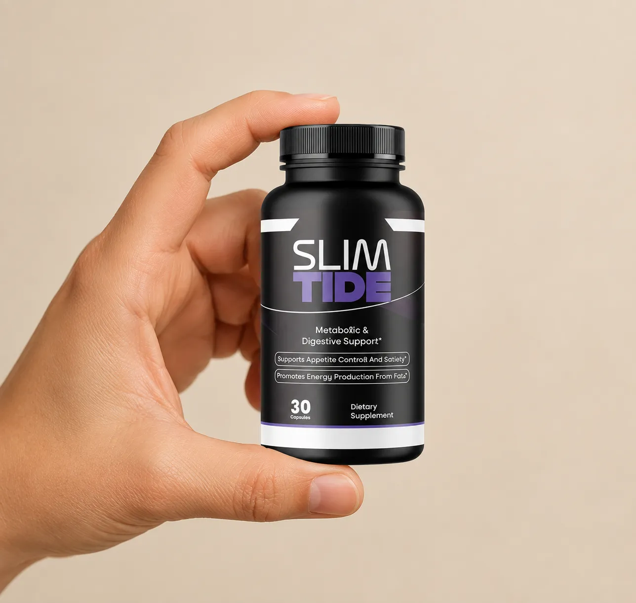 Slimtide — the package held in a hand